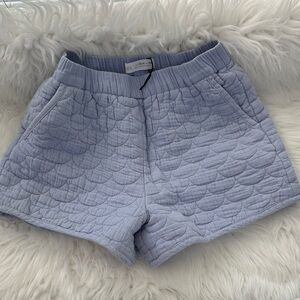 Zara Light Blue Quilted High Waist Shorts